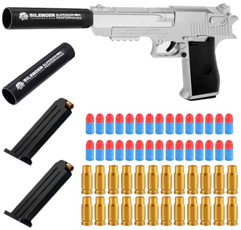 Desert Eagle,Toy Pistole,Foam Blaster,Schaumstoff Soft Bullet Gun Spielzeug, KindeGeburtstag Geschenke,Simulation Pistolenmodell (Silber)