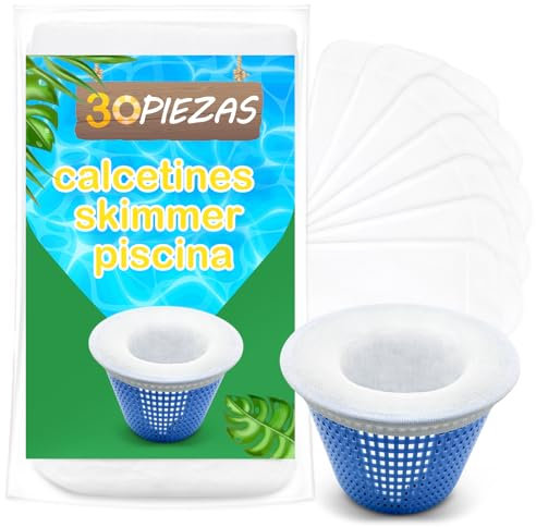 Pool Skimmer Socken, 30 Stück Schwimmbad Skimmer Filter Netz Wiederverwendbar für Skimmer Teich Reinigung Schmutz und Blättern, Schutz Pumpe Filteranlage Körbe, Skimmer Pool Filter Saver Socken Netz