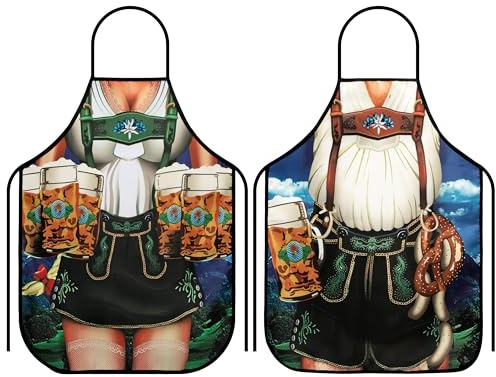 Heveer Tablier pour Homme Femme Tablier de Cuisine Créatif Tablier de Barbecue Cadeaux Amusants pour Fête Cuisine Jardin 2 Pièces