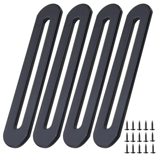 Staffe Piatte Forate 155 x 19mm Piastra Giunzione Piatta Nero Staffa Piatta Forata Acciaio Inox per Fissaggio Mensola Supporto Mobili 4CS (4, 155*19mm)