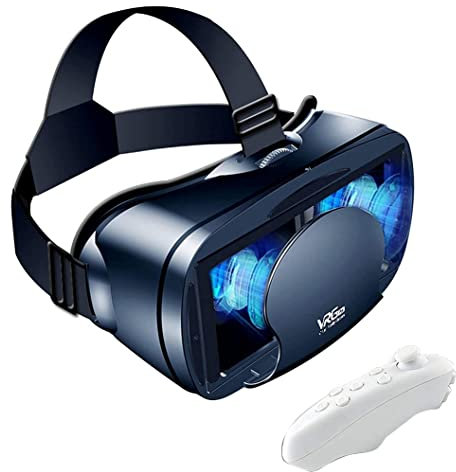 Feriany Gafas de realidad virtual 3D de realidad virtual, gafas de realidad virtual 3D, gafas de realidad virtual ajustables con gamepad