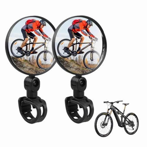 2PCS Handlebar Mirrors - Adjustable Convex Safety Mirror for Bikes, Scooters & Motorcycles - Universal Rear View Cycle Mirrors (Black)