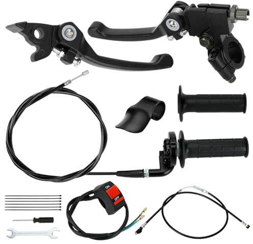 EOPOAYI 7/8 Folding Clutch Brake Lever and Dirt Bike Throttle Assembly Compatible with 70cc 110cc 140cc 150cc SSR 125 Apollo RFZ DBX15 DBX18 TaoTao DB17 DB27 Coolster Xmotos Motorcycle Parts Black
