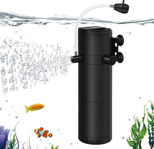 4 En 1Aquarium Filter, Aquarium Innenfilter, Einstellbarer Durchfluss Aquarium, Hochwertiger Innenfilter, Aquariumpumpe, Filter Mit Pumpe Für Aquarium Für Aquarien Bis 200 Liter(12w 84.16 * 219.4mm)
