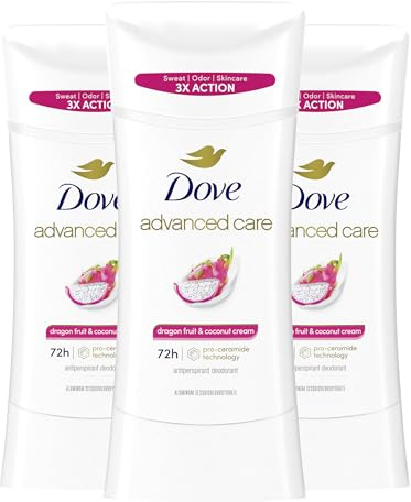 Dove Advanced Care Antiperspirant Deodorant for Women Dragon Fruit & Coconut Cream 3 pack 72 hour sweat and odor protection 2.6 oz