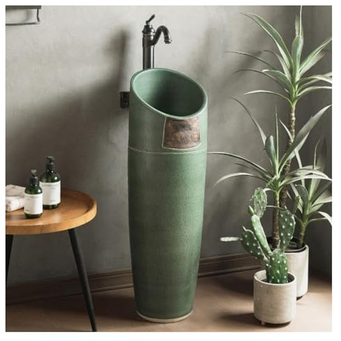 Lavandino Con Piedistallo Da 32 Di Altezza, Lavabo Da Bagno Monoblocco Con Rubinetto Per Cucina E Camera Da Letto, Uso Duraturo(Set 2)