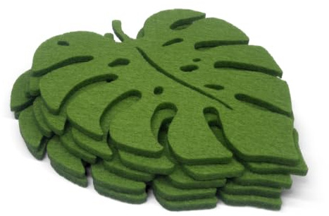 Summer-Ray - 10 posavasos de fieltro Monstera - Alfombrillas verdes cortadas con láser, 3 mm de grosor, protección contra el calor y los arañazos, decoración de cocina y café