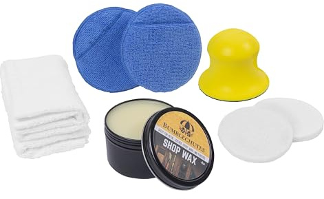 Bumblechutes All-Purpose Shop Wax Starter Kit - All Natural Metal and Wood Wax Finish Paste for Woodworkers, Carnauba Beeswax Wood Polish for Epoxy, Plastic, Metal, Leather, Furniture & Workshop Tools