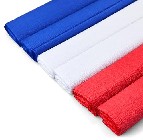 Netuno 6 rotoli di carta crespa bianco, rosso, blu scuro, 200 x 50 cm | Rotoli di carta crespa da giardinaggio, per decorazioni, fai da te, per fioristi