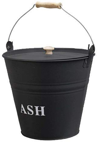 Garden Mile® Cubeta de ceniza gris fuego de estilo vintage con tapa Chimenea de chimenea Accesorios de quemador de leña Cubo de carbón