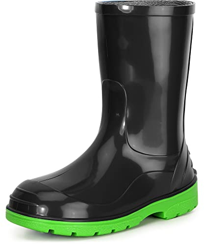 Ladeheid Stivali Bambino e Bambina in Gomma PVC LA-939 (Nero/Verde, 30 EU)