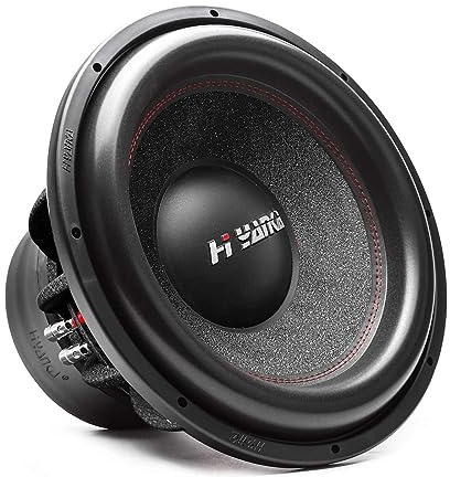 H YANKA BSF-12-2 12 tum subwoofer – 1800 W MAX effekt 12 tum papperskonsubwoofer billjud, svart aluminiumkorg, 2,5 tum dubbel röstspole 2 ohm impedans 12 tum subwoofer för bilar