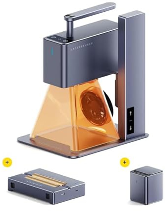 LaserPecker 2 Laser Incisore 5W Potenza Portatile Macchina per Incisione Laser Scultura Laser Stampante App Controllo Macchina de Taglio Laser Engraver per Legno Carta Vetro, con Rullo rotante, Borsa