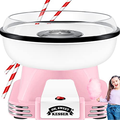 KESSER® Juego de máquina de algodón de azúcar para tu hogar – con 30 Varillas de algodón de azúcar y cucharas medidoras – Máquina de algodón Retro – Máquina de algodón de azúcar con Accesorios