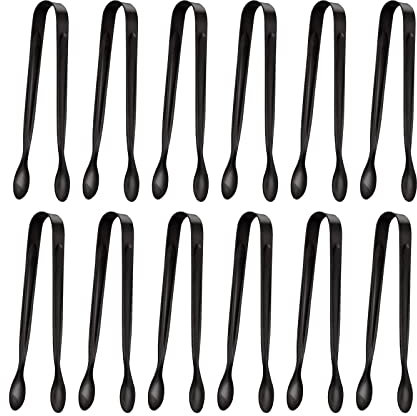 Confezione da 12 pinze per il ghiaccio piccole e piccole pinze per lo zucchero, in acciaio inox, per feste, caffè, tè, vino, bar e cucina