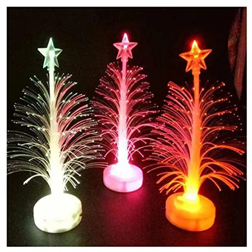 BEAUXI Fibre Optic Lamp 3 PCS Christmas Tree Battery-Powered Mood Lamp for Bedroom and Living Room with Fiber Optic Crystal Design 13cm
