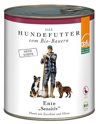 defu Hundefutter | 6 x 820 g | Bio Ente Sensitiv | Premium Bio Nassfutter Menü | Alleinfuttermittel für Hunde