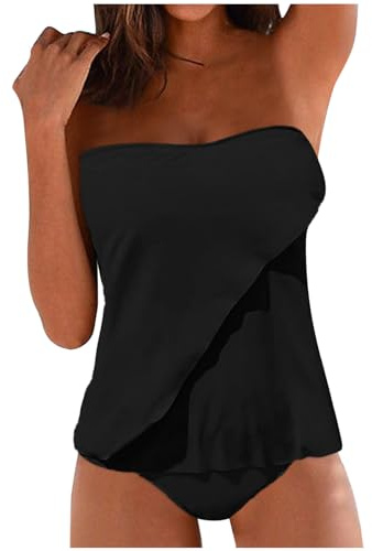 Generico Costumi Interi Modellanti da Bagno Curvy Copri Costume Mare Donna 2 Pezzi Bikini Push Up Imbottito A Pois Costume Piscina Donna 38