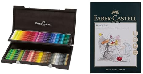 Faber-Castell 110013 - Buntstifte Polychromos, im 120er Holzkoffer & Art & Graphic Skizzenblock, A4 160 g/m² Block mit 40 Blatt