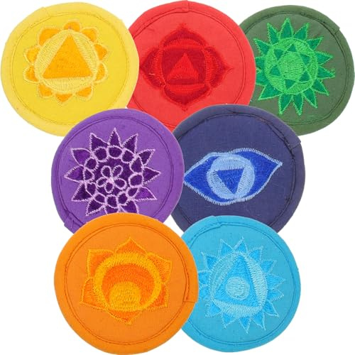 ifundom 7 Pack Buddhist Bowl Cushion Pad Embroidered Singing Bowl Holder Pad for Tibetan Singing Prayer Cushion Protective for Meditation and Sound Healing