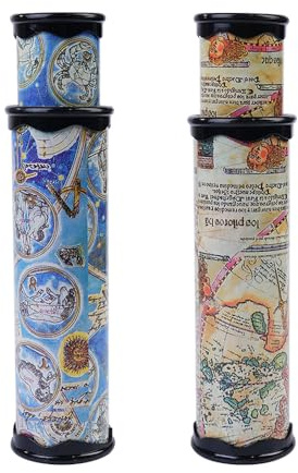 Laroal Paquete de 2 caleidoscopios escalables, caleidoscopio telescópico mágico clásico, caleidoscopio educativo novedoso, juguete para niños y niñas, azul/amarillo