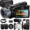 NBD 4K UHD-Camcorder, 48-MP-Videokamera für YouTube mit 16-fachem Digitalzoom, 270° drehbarem Bildschirm, WLAN und 2 langlebigen Akkus (D100)