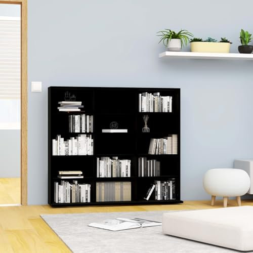 ShGaxin CD-hylla plywood, svart 102 x 23 x 89,5 cm, bokhylla, bokhylla, bokhylla, trapphylla, hyllor för ungdomsrum, möbelhyllor