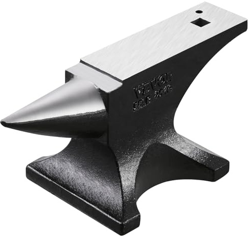 VEVOR Enclume de Forgeron en Acier Moulé 25 kg, Enclume à Corne Simple Ronde, Haute Dureté, Grand Plan de Travail, Base Stable, Outil de Travail du Métal pour Pliage, Façonnage, Torsion, Bijoutiers