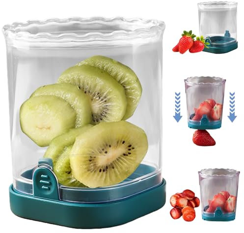 Fruit Slicer, Detachable Fruit Slicer with Push Plate, Kitchen Gadget for Vegetable and Fruit Salads (Dark Blue)