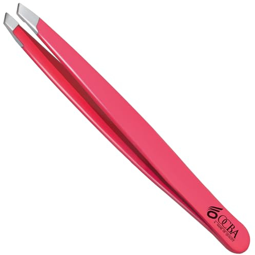 OCBA 4 Pcs Tweezers for Facial Hair Women & Men for Precise Grooming of Eyebrows - Professional Stainless Steel Eyebrow Tweezers for Ingrown Hair on Nose Ear (Light Pink)
