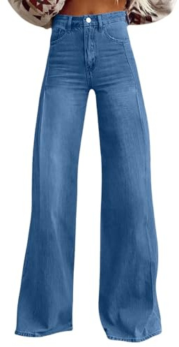 Pantalón de tiro alto para mujer, jeans extra largo, tallas grandes, con cintura alta, pierna ancha, vaqueros, denim, elástico, cómodo, largo, casual, para exteriores, pantalón de verano, monocolor