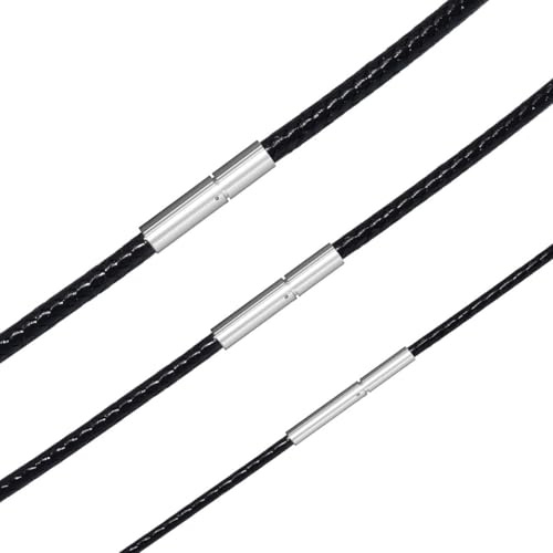 Aleasha 1.5mm 2mm 3mm Lederkette mit Verschluss Lederband Set 3 STÜCKE Herren Damen Halskette 45cm 50cm 55cm VerfüGbar AnhäNger ZubehöR