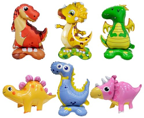 6 palloncini in lamina di dinosauro in piedi palloncini dinosauro gigante animale Mylar palloncino per baby shower ragazzi giungla DinoTheme Party Decorazioni di compleanno