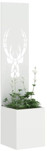 vidaXL Trädgårds integritetsskärm Vit 32 x 32 x 150 cm Kallvalsat stål, Dekorativa inlägg, modern trädgårdsskärm, avskildhetsskydd, utomhuspanel, ornamentell partition och dekoration
