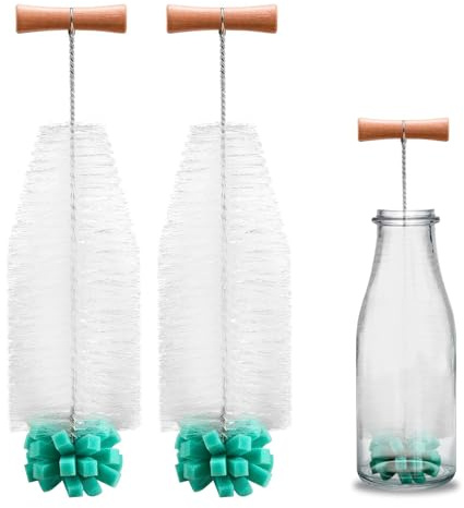 SUNNIFLY 2 Pezzi Spazzola per Bottiglie compatibili con le Bottiglie Sodastream e le Bottiglie di Plastica Duo, Scovolino per Borraccia da 32 cm per una Pulizia a 360°