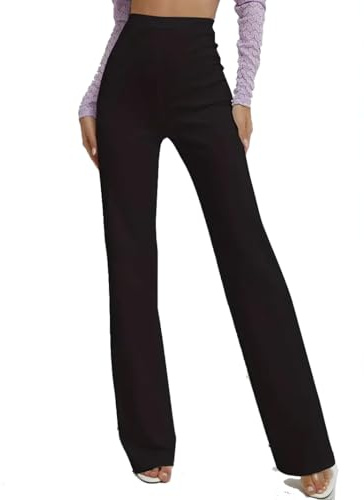 Pantaloni Donna Palazzo Elasticizzati Gamba Dritta Larga Made in Italy