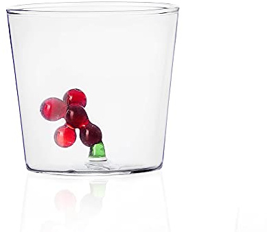 Ichendorf Milano Tumbler Bacche Rosse | Collezione Greenwood | 35 cl | Vetro Borosilicato | Fatto a Mano