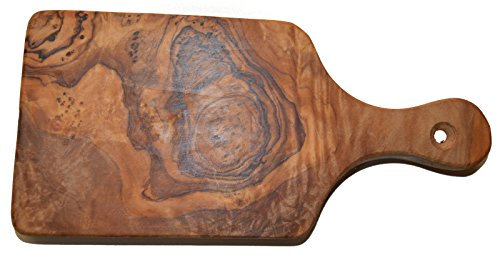 Tabla para servir y cortar, de madera de olivo, para desayunar, queso, trinchar, tamaño pequeño, aprox. 21,5 cm x 10 cm