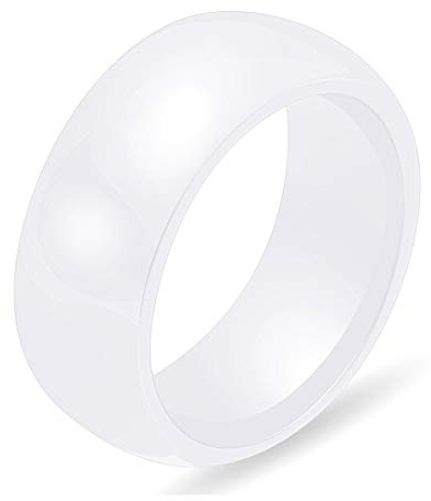PAURO Damen Schmuck Hoch Poliert Klassisch Design Engagement Hochzeit Band Ringe Keramik Weiß Größe 62 (19.7)