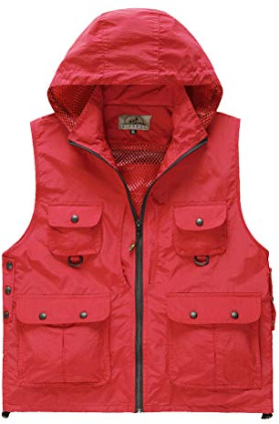 Daoba Uomo Donna Cappuccio Gilet per Sport Outdoor capacità Multi-Tasche Adatto alla Caccia Pesca Fotografia Impermeabile