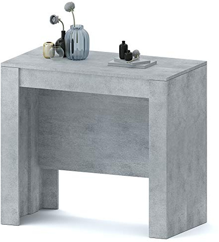 Clarissa Plus Tavolo Consolle Allungabile Fino A 3 Metri, Tavolo 14 Posti Salvaspazio Multiposizione, Design Moderno Ed Elegante, Consolle per Casa E Ufficio, 78 x 51 x 90 cm, Colore Grigio Cemento