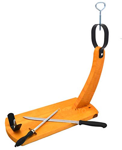 FERRETERIA LEPANTO Soporte Jamonero Góndola Económico Color Nogal + Cuchillo jamonero + chaira de Regalo para Cortar jamón Paleta o paletilla.