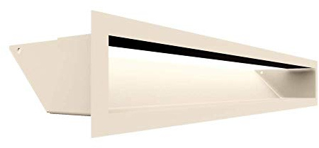 KRATKI Ventilation Grille Air | Hot Air Grille 9 x 60 cm | Cream | Exhaust Air Grille for Fireplace Ventilation | Air Intake at an Angle of 45 Degrees | Overheat Resistant | Ideal for Modern Interiors