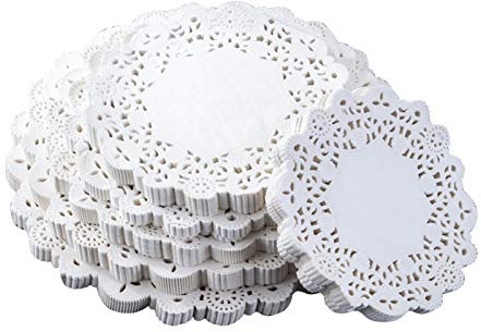 Washranp - Centrini di carta rotondi in pizzo, 100 pezzi, per tavoli, torte, torte, dolci, feste, matrimoni, decorazioni da 11,4 cm