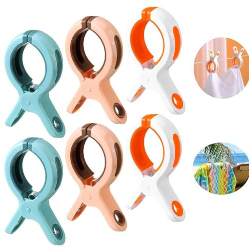 6 PCS Handtuchklammern Für Strandliegen Strandtuchklammern Groß, Handtuch Klammer Strandtuch Klammern Handtuchclips, Jumbo Größe Starke Towel Clips Winddicht Strandtuch Clips Für Tägliche Wäsche