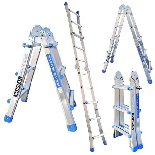 WORHAN Scala Telescopica Estensibile Versatile 303cm Telescopica Alluminio Pieghevole Compatta Multiuso Robusta Scaletta 3.03m L3