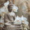 artissimo, Glasbild, 30x30cm, AG5510A, Zen und Spa: Buddha, Bild aus Glas, Wandbild Wohnzimmer modern, weiß beige, hell