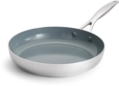 GreenPan Valencia Pro Stainless Steel 12” Frying Pan Skillet, Induction Suitable Mirrored Tri-Ply, Ceramic Nonstick PFAS-Free PFOA-Free, Multi Clad Cookware, Dishwasher Oven & Broiler Safe