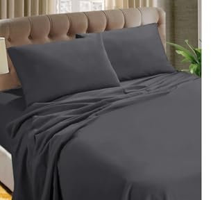 Rayyan Linen Thermal Flannelette Flat Sheet 100% Cotton Brushed Luxury Soft Flat Bed Sheet Or Pillowcases (Charcoal Grey, Double)