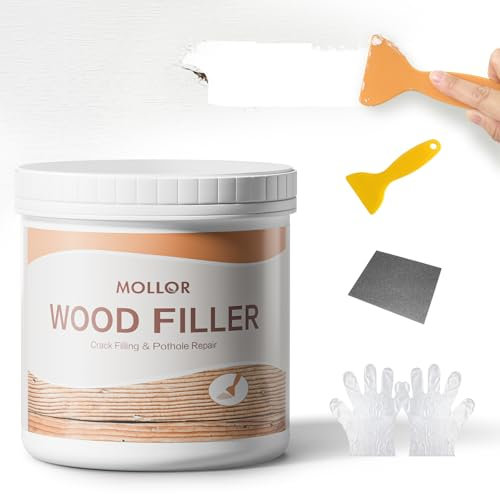 Mollor Holzkitt, Holzspachtelmasse, Holzspachtelmasse Weiß, 1kg Holzspachtelmasse, schnelle Reparatur von Löchern, Rissen und Absplitterungen an Holzmöbeln (Weiß)